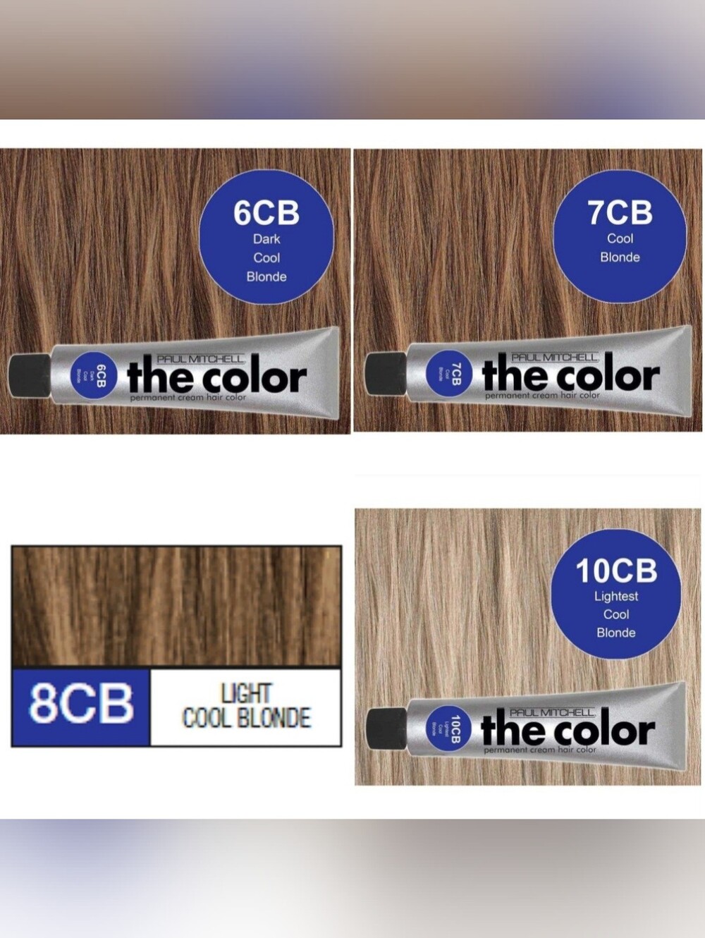 New (4) Cool Blonde Paul Mitchell Permanent Cream Hair Color Size 3 fl oz each